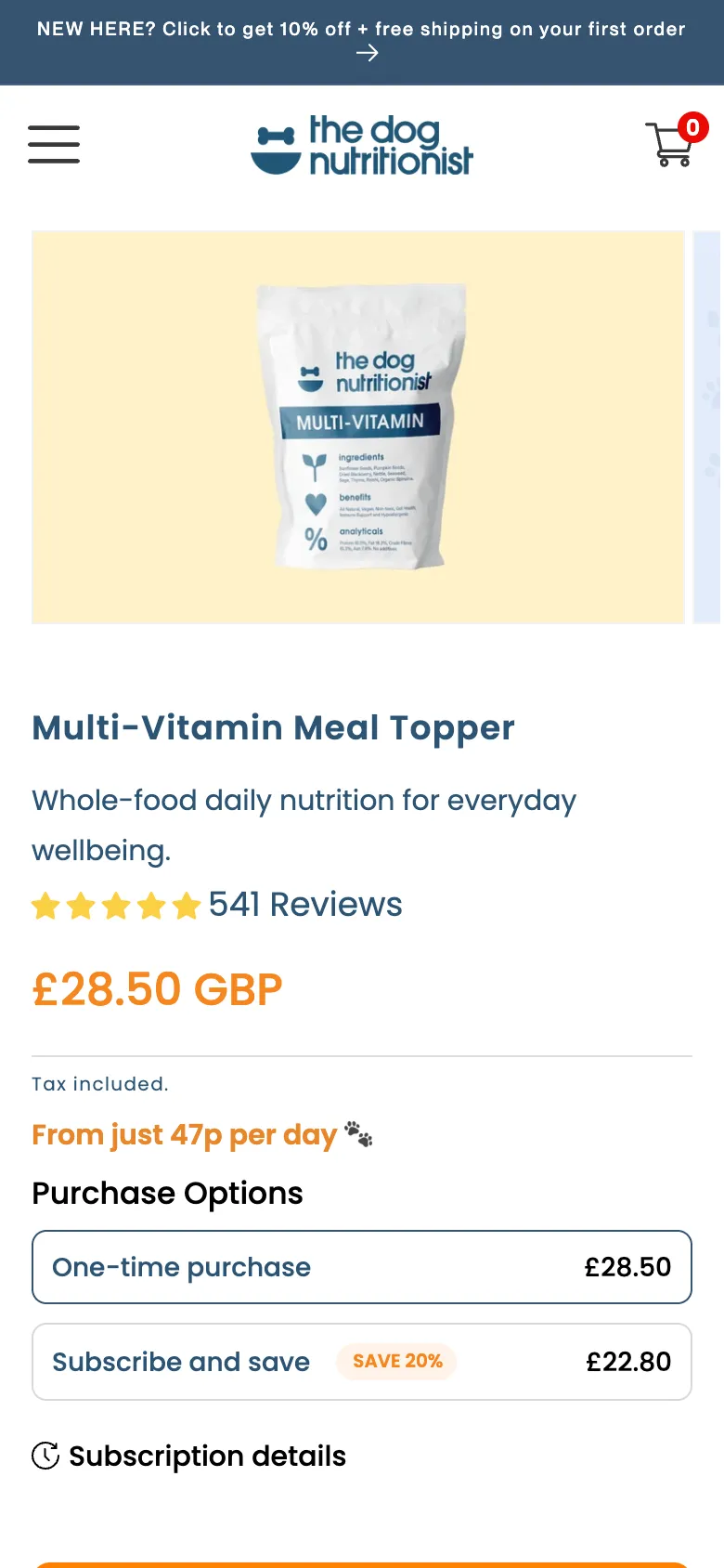 The Multi-Vitamin Meal Topper on a phone: 541 reviews, the price, and one-time purchase or subscribe and save