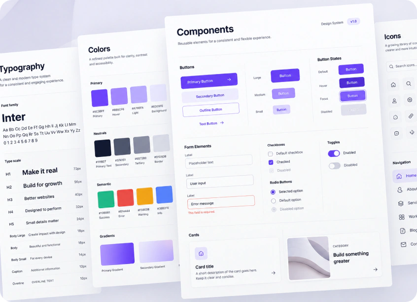 A design system of typography, colour and components