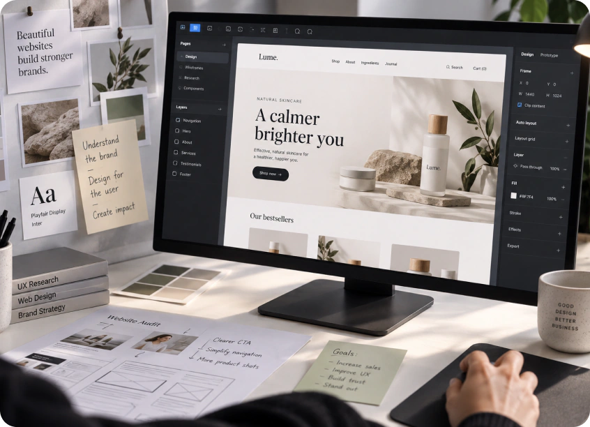 Notes and a brief on a designer's desk
