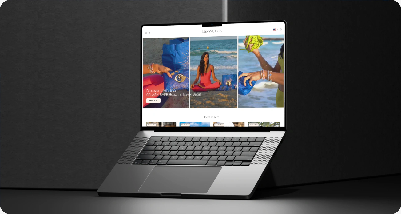 The Bailey & Jools store on a laptop