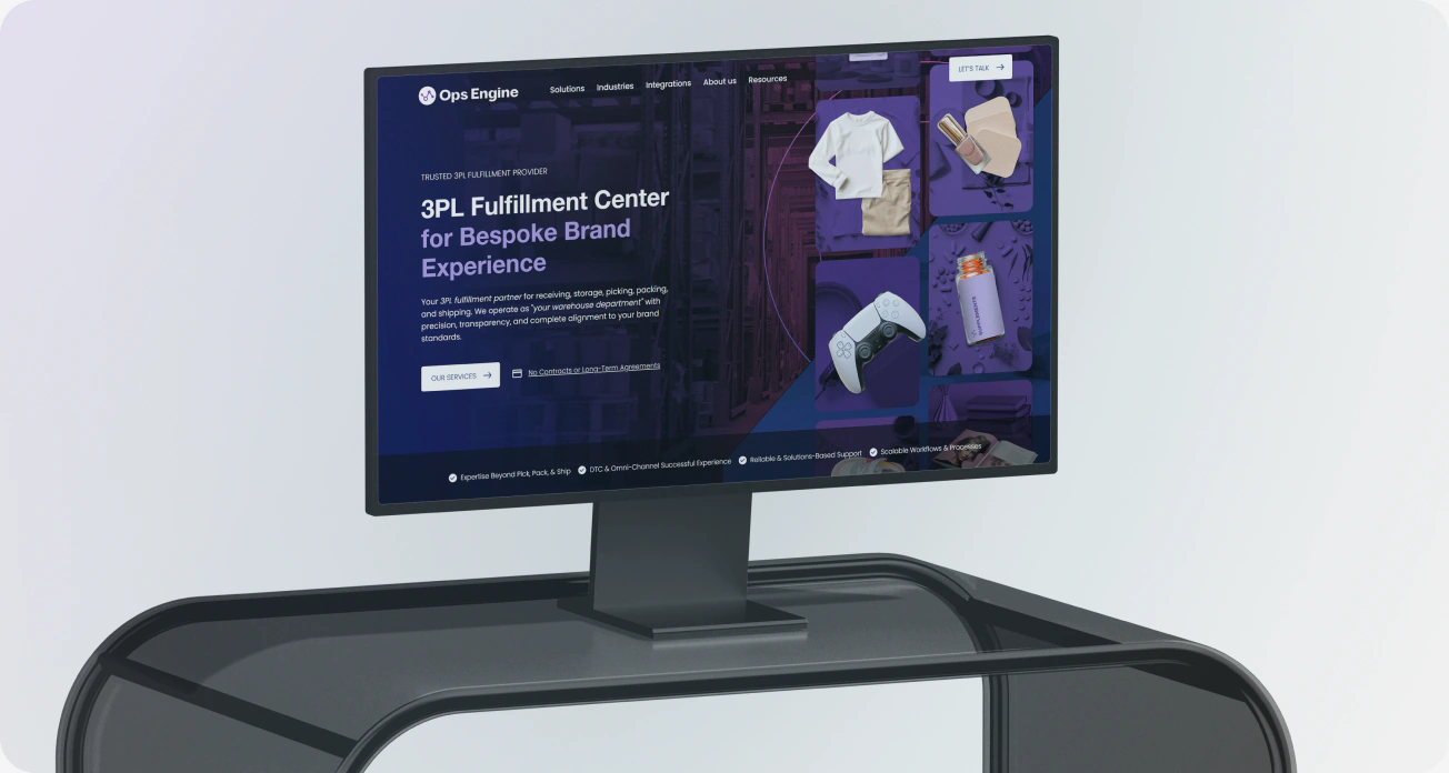 The Ops Engine fulfilment site on a desktop display